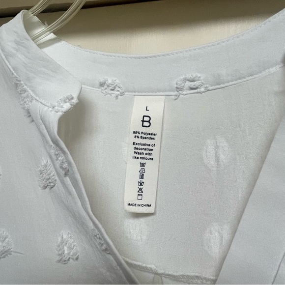 Blooming Jelly White Blouse V Neck with Ruffle Flowy Sleeve - Picture 3 of 3